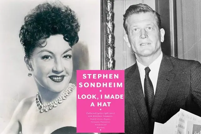 Ethel Merman in a 1967 publicity still, Stephen Sondheim's new book, and John Lindsay in 1966.